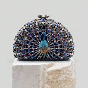 🦚💎 Peacock Crystal Clutch | Show-Stopping Statement Piece